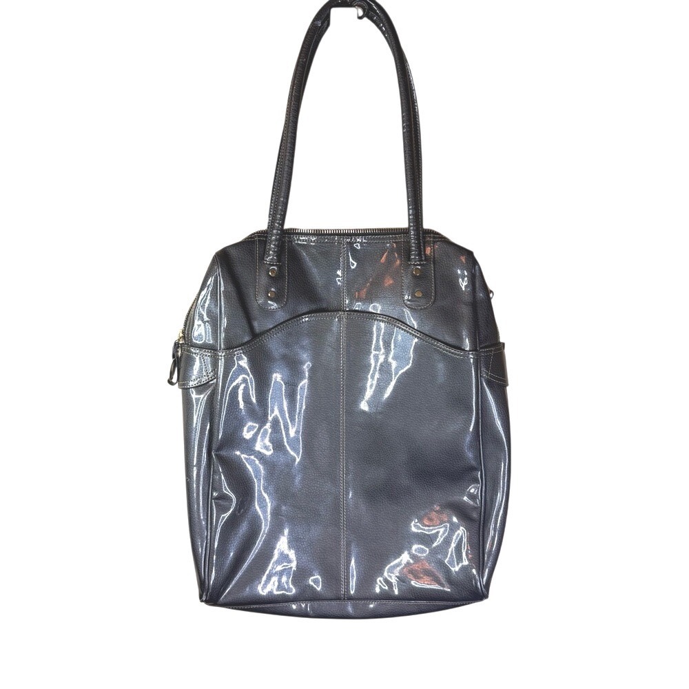 NIKE TOTE BAG Women's Vintage HERITAGE Vertical Leather BA2943 Silver Black - Picture 6 of 10